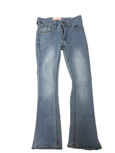 Girl's Pink Ivy Flared Leg Blue Jeans Denim Size 10 With Slits - Picture 1 of 3