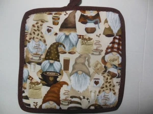 1 Handcrafted Potholder - Coffee Espresso GNOMES, 8"x 8",  NEW - Picture 1 of 1