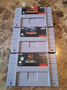 SNES Mortal Kombat 1 2 3 Super Nintendo Authentic Working Free Fast Shipping  - Picture 1 of 4