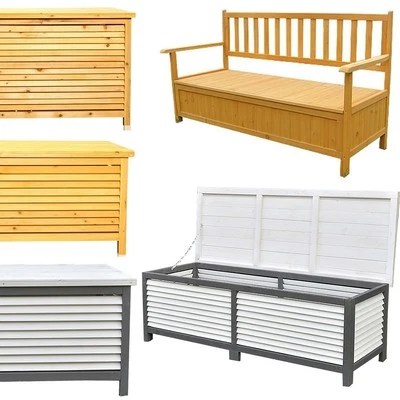 MUCOLA Auflagenbox Kissenbox Sitzbank Holzbank Holz Gartentruhe Holztruhe Truhenbank