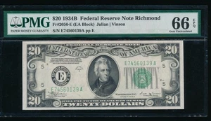AC 1934B 20 $ Richmond FRN PMG 66 EPQ Fr 2056-E gem uncirculated - Bild 1 von 2