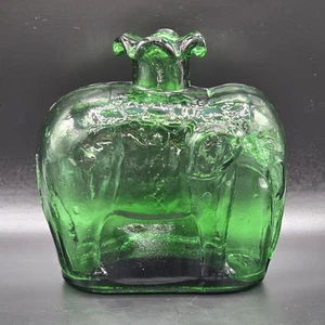 Vintage grüne Kunst Glas Elefant Karaffe Vase | mundgeblasene figürliche Flasche 8" hoch - Bild 1 von 15