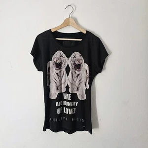 Philipp Plein Couture Black White Leopard Rhinestone Short Sleeve T-shirt Size L - Picture 1 of 17