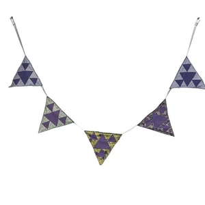 Upcycling Antik Futtersack Patchwork Quilt Wimpelkette Bauernhaus Cottagecore 43" lang - Bild 1 von 5