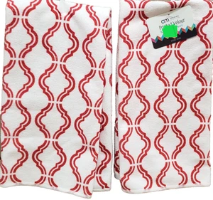 Set 2 Asciugamani Same Cucina Stampati in Microfibra (15"x25") DESIGN ROSSO E BIANCO, AM - Foto 1 di 7