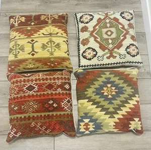 Pottery Barn Kelim Wolle Überwurf Kissenbezug 18x18 Südwesten 4 Posten Gänsefedern - Bild 1 von 8