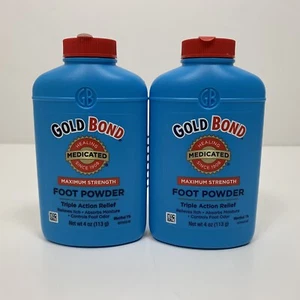2X Gold Bond Maximum Strength Medicated Foot Powder WITH TALC 4 oz, Discontinued - Picture 1 of 3