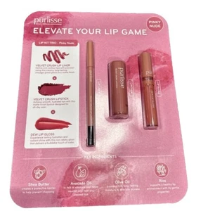 Purlisse Lip Kit Trio Pinky Nude Elevate Your Lip Game New - Picture 1 of 2