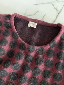 Flattering Burgundy With Black Polka Dots Wool Gorman Dress SIZE 12 - Picture 1 of 9