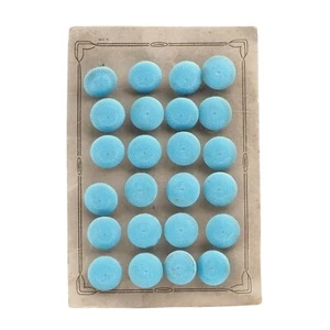 Card (24) Vintage Czech Deco 1920's blue star flower glass buttons 14mm - Picture 1 of 3
