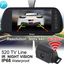 WIRELESS CAR BUS TRUCK REAR VIEW KIT 7" LCD MIRROR MONITOR + IR REVERSING CAMERA