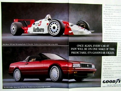 Rick Mears Penske Chevrolet-1993 Cadillac VTG Pace Goodyear Original Print Ad - Image 1 of 4