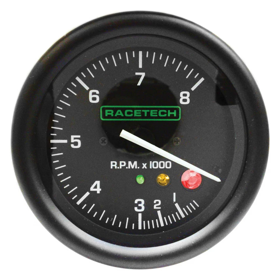 Racetech 80mm Tachometer With Shift Light - 0-8000 RPM, Black (Race / Rally) - Image 1 of 1