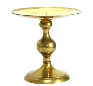 Vintage Brass Pillar Candle Holder Ball Stem - Picture 1 of 10