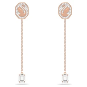 Swarovski Swan drop earrings Swan, White, Rose gold-tone plated 5628569 - Picture 1 of 4
