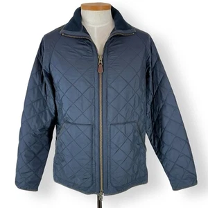 Polo Ralph Lauren Navy Blue Sude Trim Quilted Jacket Fleece Coat Mens Sz Medium - Picture 1 of 16