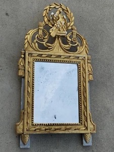 ancien miroir bois dore style louis XVI colombes 19ème siècle mirror carved wood - Zdjęcie 1 z 24