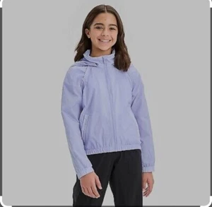 All In Motion Girls' Windbreaker Jacket, Size L 10/12, Purple, Lightweight - Picture 1 of 7