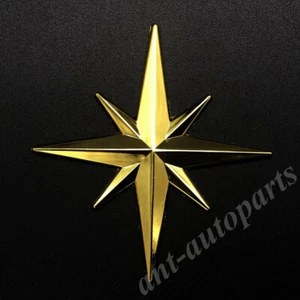 3D Golden Metal Compass Ocatagnal Star Car Emblem Trunk Badge Decal Stickers - Picture 1 of 4