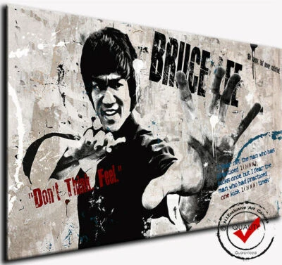 Bruce Lee Bild Leinwand Bilder Wandbild Sport POP ART Banksy style Street Legend - Bild 1 von 4