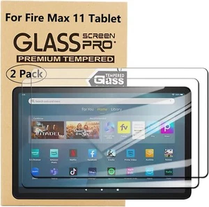 2 Pack Amazon Fire Max 11 2023 Screen Protector Tempered Glass Screen Guard Film - Picture 1 of 12