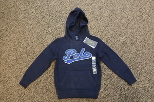 New Polo Ralph Lauren Boy's Mesh Knit Hoodie - Size 5 - Navy Blue - Picture 1 of 3