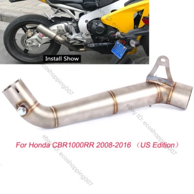 For Honda CBR1000RR 2008-2016 Motorcycle Exhaust Pipe 61mm Mid Link Tube Slip On - Image 1 of 4