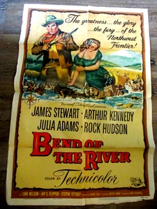 VTG 1952 Bend of the River 27x40" Movie Poster James Stewart Rock Hudson 52/4 - Picture 1 of 14