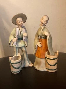 Keramik Japaner Mann mit Eimer und Frau mit Eimer von Enesco, Japan. - Bild 1 von 4