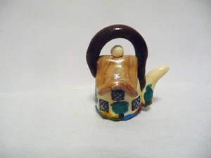THIMBLE GUILD HANDCRAFTED & PAINTED POLYMER CLAY BRYN A COTTAGE COFFEE POT - Picture 1 of 5