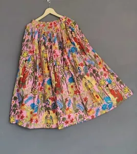 Gonna cotone rosa Frida stampata abbigliamento donna indiano gonna partywear gonne - Foto 1 di 3