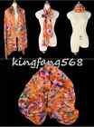 100% pure natura mulberry silk long chiffon scarf shawl Orange 130X200cm  B507