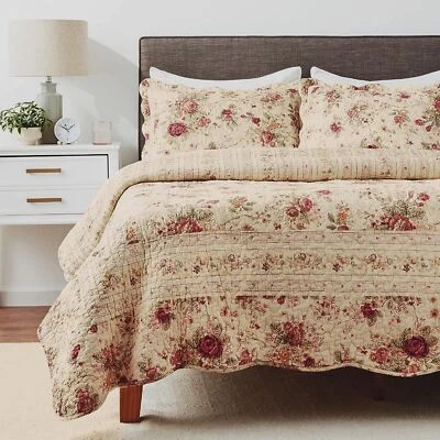 Antique Rose Twin Quilt Set, 2-Piece Twin/XL, Ecru - Image 1 of 4