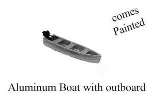 HO scale Aluminum Fishing Boat with Outboard Motor Finished 1/87 scale - Picture 1 of 1