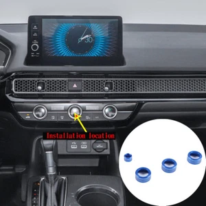 Car A/C Volume Knob Decorative Ring For Honda Civic 2022 Aluminum Alloy Blue - Picture 1 of 6