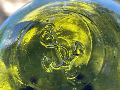 TOG Ancla Naval ANTIGUA EUROPEA BRITÁNICA SOPLADA A MANO VERDE OLIVA OSCURO FLOTADOR DE VIDRIO Foto 1 de 4
