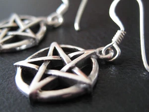 Pentagramm Ohrhänger Paar 925 er Silber weissmagie / x232.1 - Picture 1 of 7