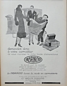 PUBLICITÉ DE PRESSE 1926 simili cuir FABRIKOID lance la mode en carrosserie - Bild 1 von 1