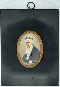 Antico Ormolu francese -Maria Hallen- dipinto a mano, firmato legno bronzo dorato 51/2x41/4 - Foto 1 di 11