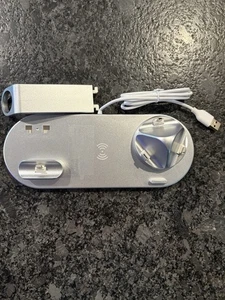 6 in 1 Fast Multi Function Charging Stand Wireless Phone Charging Station Silver - Picture 1 of 6