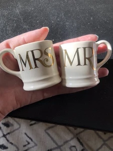 Marmalade & Toast Emma Bridgewater Mr & Mrs Wedding Espresso Mugs? Small Gold - Picture 1 of 5