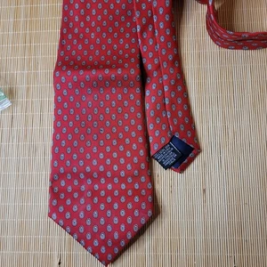 Angelo Rossi Krawatte rot weiß Paisley Made in Italy 100% Seide klassisch - Bild 1 von 3