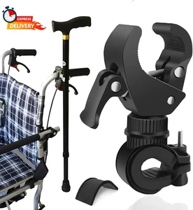 2 Stück Stockhalter für Rollator, Rollstuhl, Antriebsrollator, Universal Krücken Stick R - Bild 1 von 6