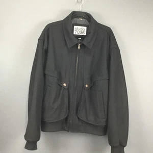 Studio 7036 Jacket Mens XL Black Wool Blend Quilted Lined Bomber Pockets Winter - Picture 1 of 11