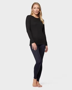 Camiseta capa base ligera ultra suave 32 Degrees Heat para mujer, negra, XL - Imagen 1 de 4