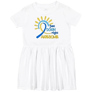 Inktastic Just Down Right Awesome Down Syndrome Awareness Ribbon Toddler Dress - Picture 1 of 7