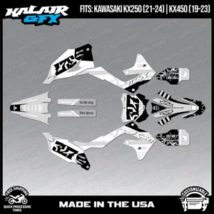 Kalair GFX Graphics Kit for KX450 2019-2023 and KX250 2021-24 Rail - White - Picture 1 of 4