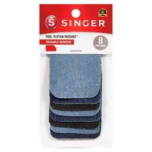 SINGER 00378 Peel N Stick Reusable Patches, 2-Inch x 3-Inch, Assorted Denim, - Picture 1 of 6