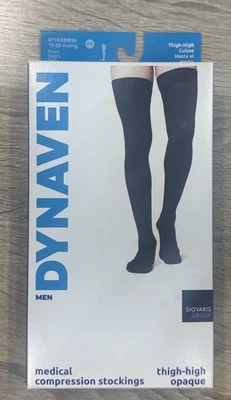 Sigvaris Dynaven Para Hombres Puntera Cerrada Hasta el Muslo 20-30 Negro XL Corto Foto 1 de 4