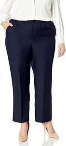 Pantalone donna Alfred Dunner taglie forti poli proporzionato lunghezza corta blu navy 22W - Foto 1 di 6